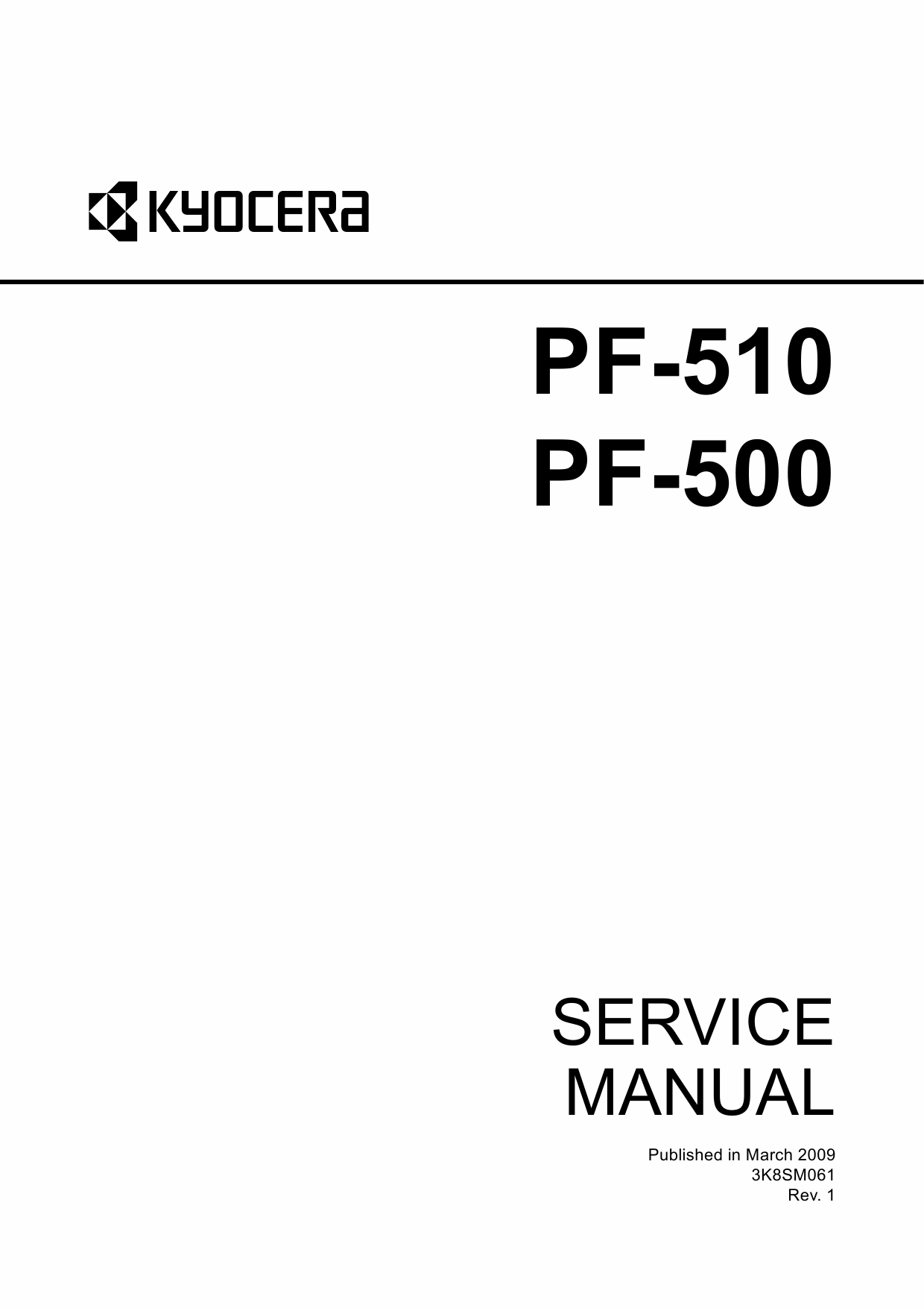 KYOCERA Options Paper-Feeder-PF-500 PF-510 Parts and Service Manual-1